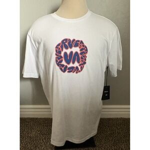 RVCA Graphic T-Shirt Men's XL White Circle Graphic Bold Logo Short Sleeve NWT!
